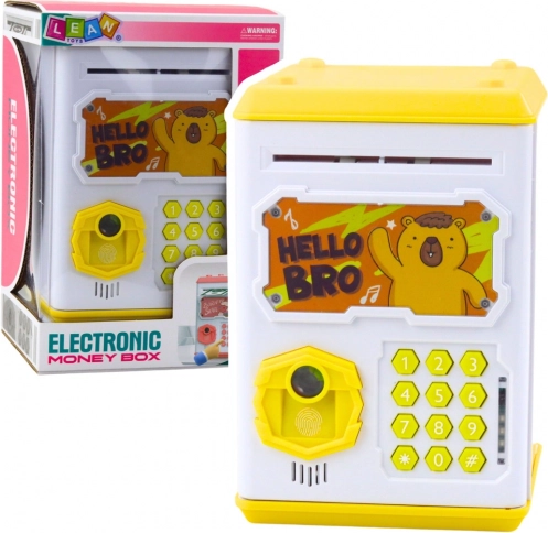 Elektronischer gelber Safe für Kinder mit Wasserschweinmotiv