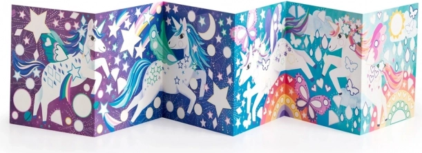 Set aus glitzernden Aufklebern mit magischen Einhörnern