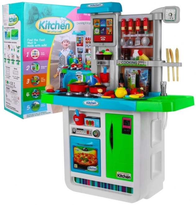 Interaktive Spielküche für Kinder mit Touchpanel und echtem Wasser – blau