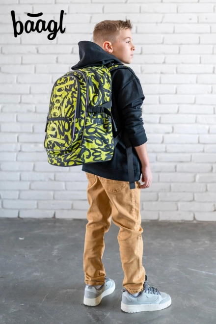 BAAGL 3 SET Core Lime: Rucksack, Federmäppchen, Beutel