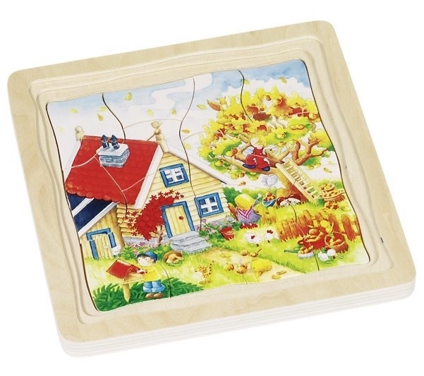 Saisonale Holzschichten-Puzzle