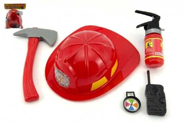 Feuerwehrset mit Helm und Wasserspritze