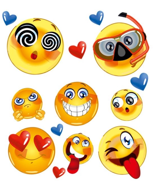 Verspielte Emoji-Motive auf einem Bogen