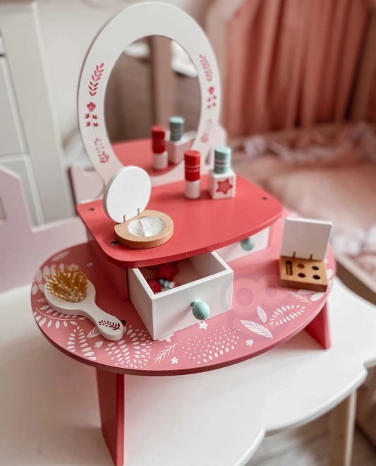 Rosa Holztisch mit Spiegel Tooky Toy