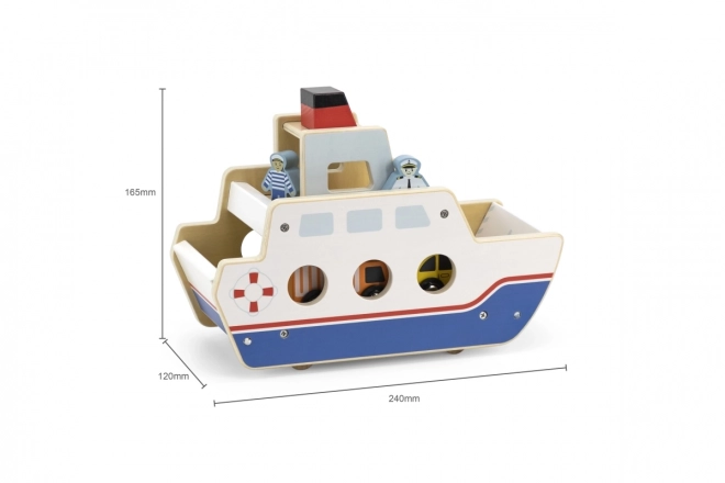 Verschachteltes Holzboot mit Autos