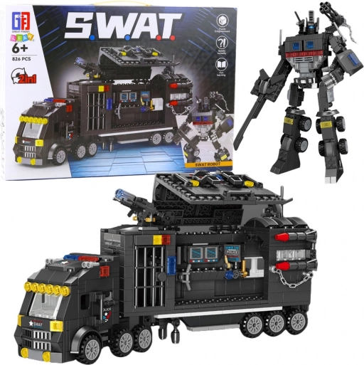 Bauset 8-in-1 SWAT – Polizeifahrzeuge und Roboter, 826 Teile