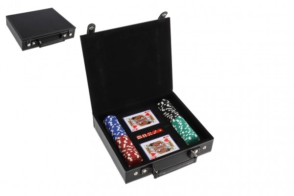 Poker-Set im Koffer mit 100 Chips, Karten und Würfeln