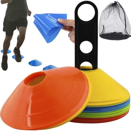 Trainingskegel – Set mit 50 Stück, Halter und Netzbeutel