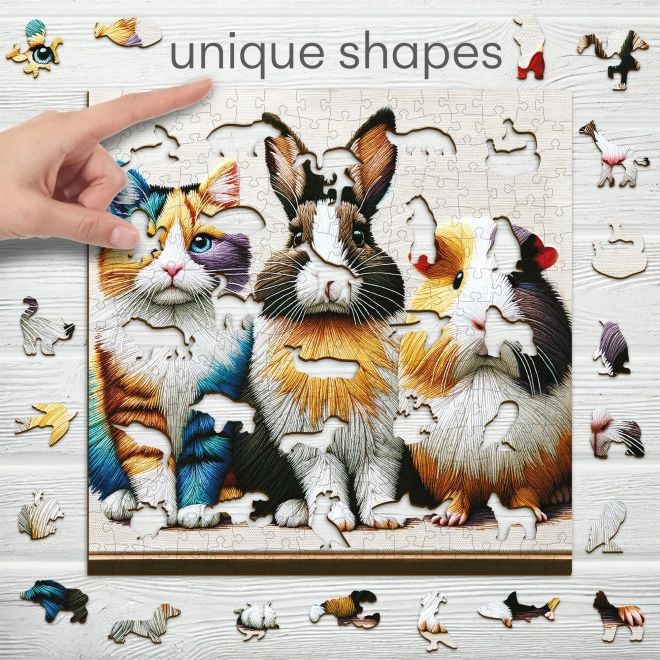 Holzpuzzle Katze, Kaninchen und Meerschweinchen 250 Teile von Wooden City