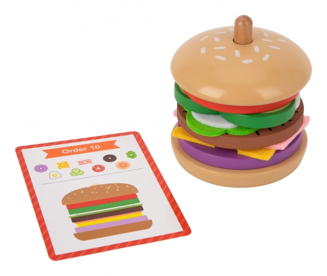 Holz Burger Restaurant Puzzle für Kinder 15 Teile FSC Zertifikat