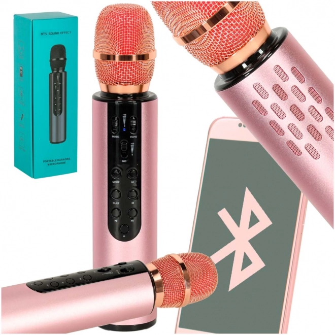 Drahtloses Karaoke-Mikrofon Bluetooth Pink