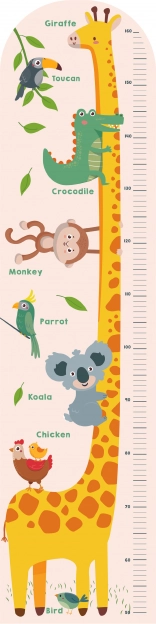 Kinder-Peauschaum-Messgerät an der Wand Giraffe