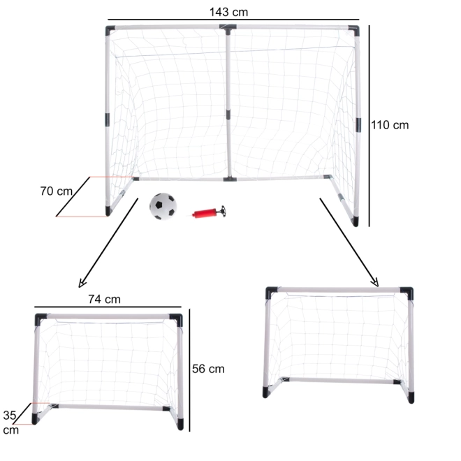 2-in-1 Fußballtor für Kinder 143x110x70 cm