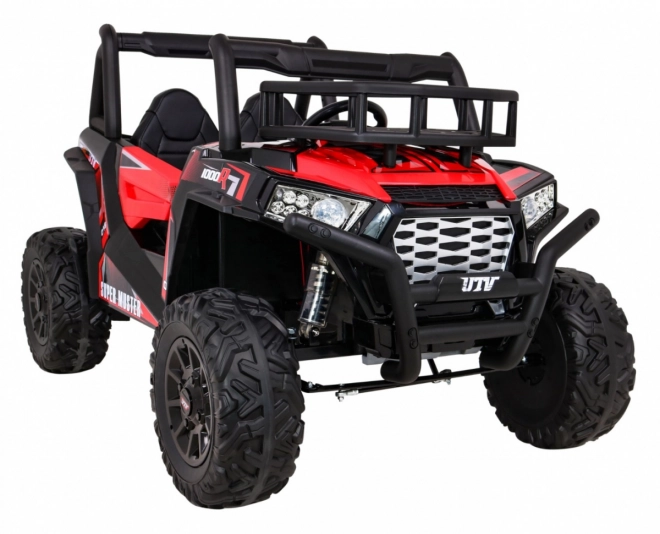 Buggy UTV Offroader für Kinder Rot + Fernbedienung + Gepäckträger + langsamer Start + EVA + MP3 LED
