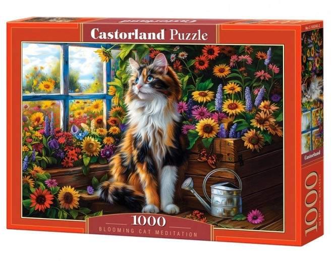 Katzenpuzzle inmitten von Blumen 1000 Teile