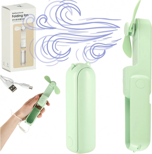 Mini tragbarer USB-Ventilator klappbar grün