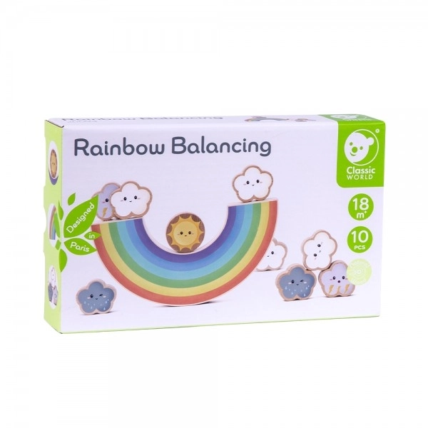 Holz-Balancespiel Regenbogen mit Wolken