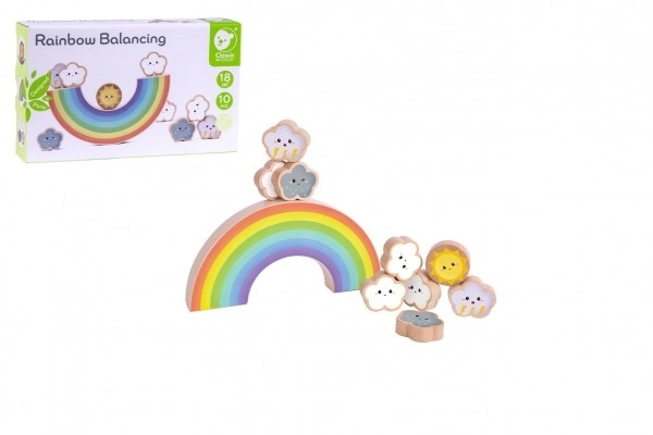 Holz-Balancespiel Regenbogen mit Wolken