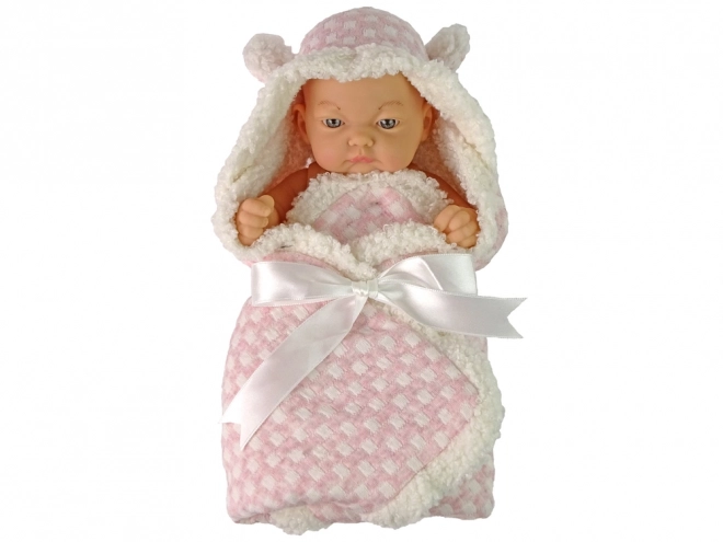 Süßes Baby Puppe Kuscheltuch Rosa Schleife