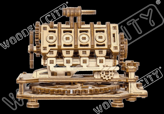 Holzmechanisches 3D-Puzzle V8 Motor