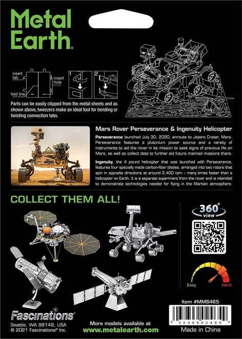 Metallbausatz Mars Rover Perseverance & Ingenuity Hubschrauber