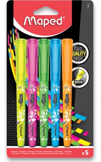 Fluo Peps Textmarker-Set von Maped, 5 Stück