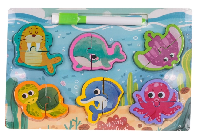 Holztafel mit Ozean-Puzzles – Unterwasserwelt