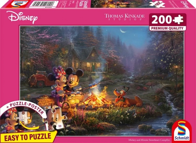 Puzzle Mickey und Minnie: Romantik am Feuer 200 Teile