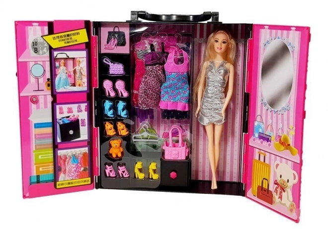 Modenschrank für puppen pinker koffer