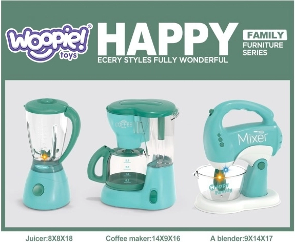 WOOPIE Set Haushaltsgeräte für Kinder 3 in 1 Mixer Blender Küchenmaschine