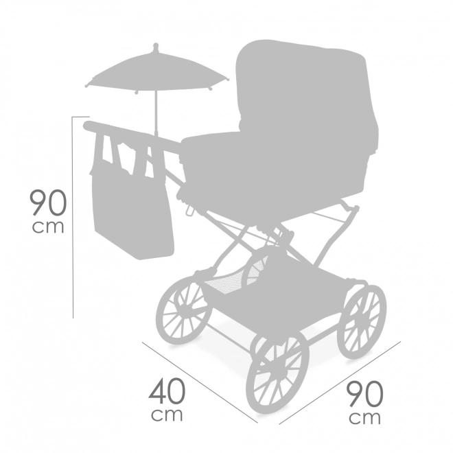Klappbarer Puppenwagen für Reborn-Puppen mit Sonnenschirm und Zubehör Verona