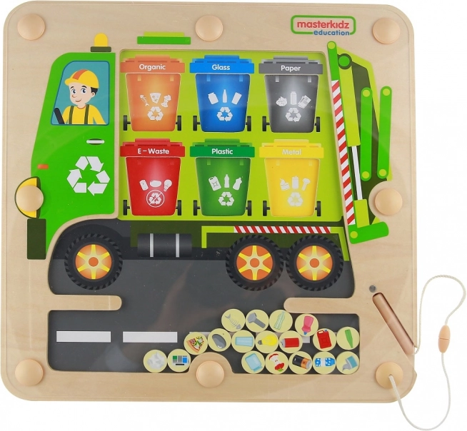 Masterkidz Magnettafel Abfalltrennung Recycling LKW Montessori