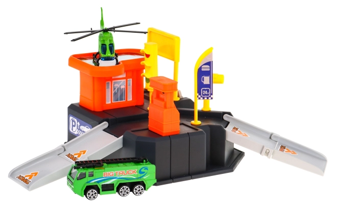 Zweigeschossiges Parkhaus mit Helipad