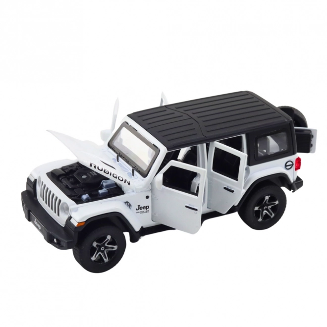 Weißer Geländewagen mit Wohnwagen 1:32