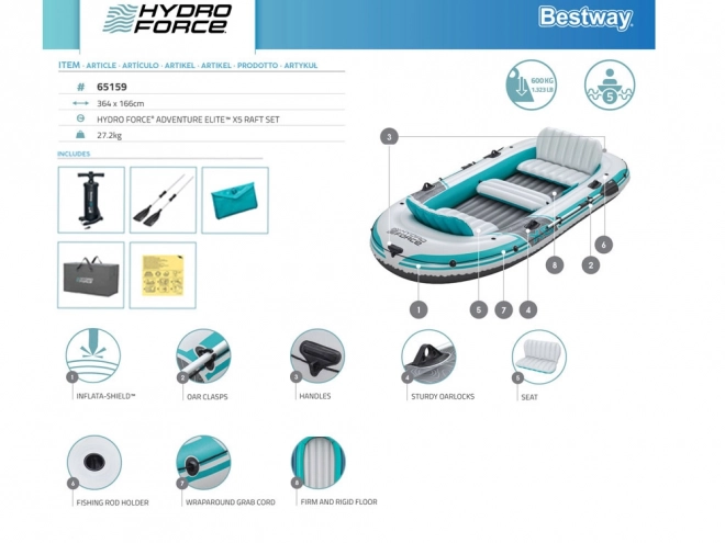 Aufblasbares Pontonboot Adventure Elite X5 für 5 Personen