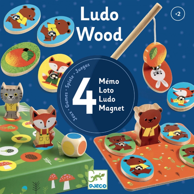 Djeco Set 4 Spiele Ludo Wood