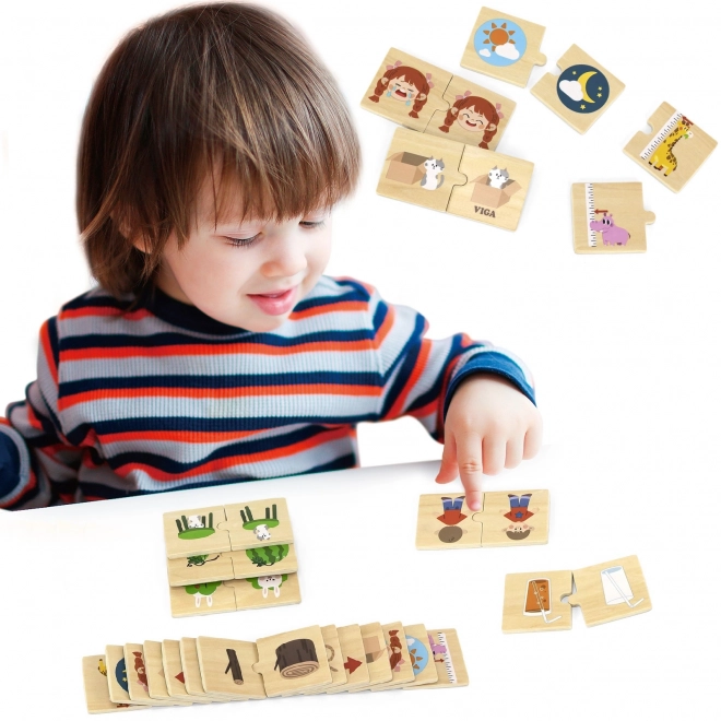 Holzpuzzle mit gegensätzlichen Bildern VIGA