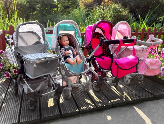 Multifunktionaler Puppenwagen 4-in-1 mit Wiege – rosa