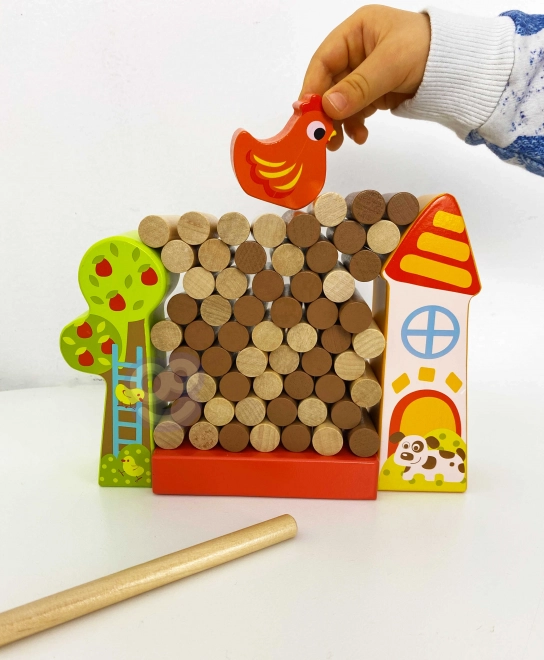 Tooky Toy Holzspiel Fallende Henne Bauernhof