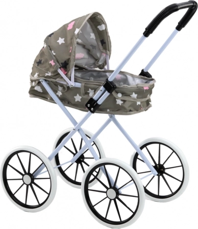 Puppenwagen Sterne und Wolken grau