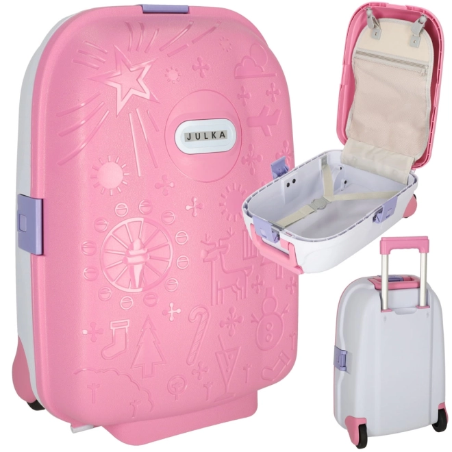 Kinder Reisekoffer Kabinentrolley mit LED Rollen in Pink – Rosa