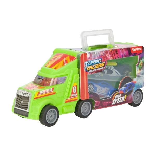 Spielzeugset LKW mit Rennwagen