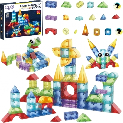 Woopie Magnetische 3D-Bausteine – Lernset mit 63 Teilen