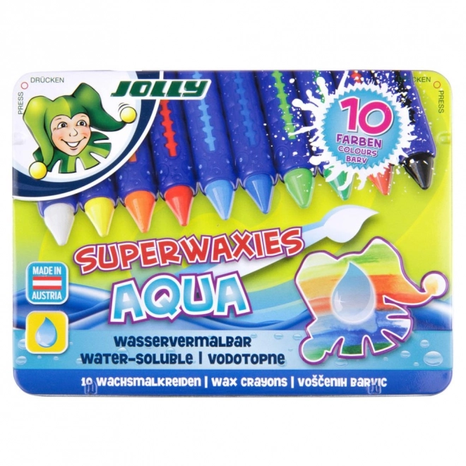 Aqua Wachsmalstifte in Metallbox