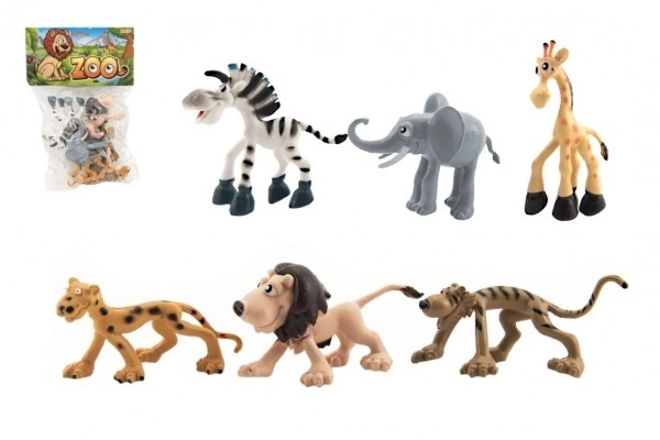 Fröhliche Safari-Zoo-Tiere aus Plastik, 9-10cm, 6er-Pack