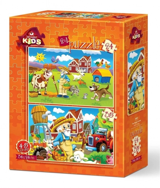 Art Puzzle Glücklicher Bauer Puzzleset 24+35 Teile