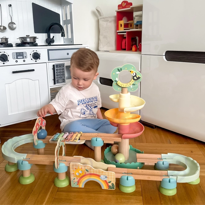 Holz-Kugelbahn mit Xylophon Tooky Toy 44 Stk.