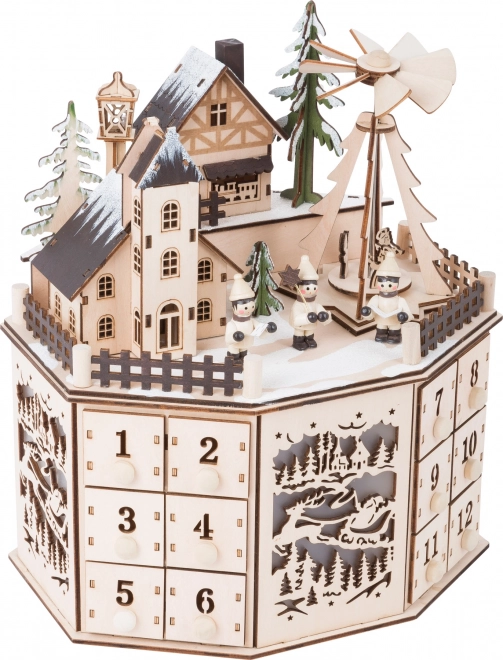 Adventskalender mit Weihnachts-Pyramide