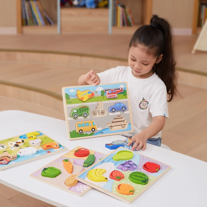 Viga Holzpuzzle Montessori Bauernhof Tiere