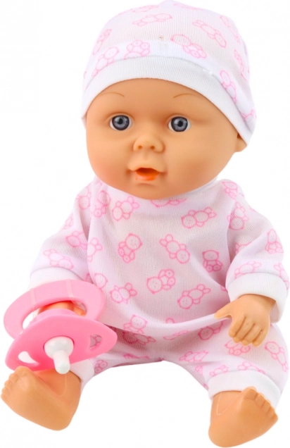 Puppe Baby mit Trage, Schlafanzug, Mütze, Schnuller Rosa